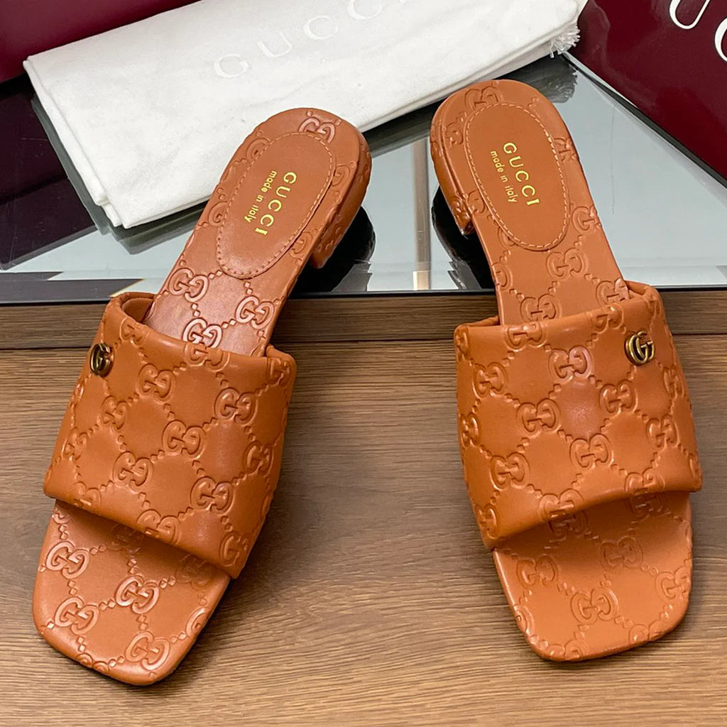 Calfskin Mini Embossed Buckle Sandals Slippers 1025032807