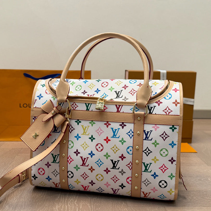 L fashion canvas print pet bag 0725022811