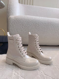 P Fashion White Leather High Top Boots 0724101804