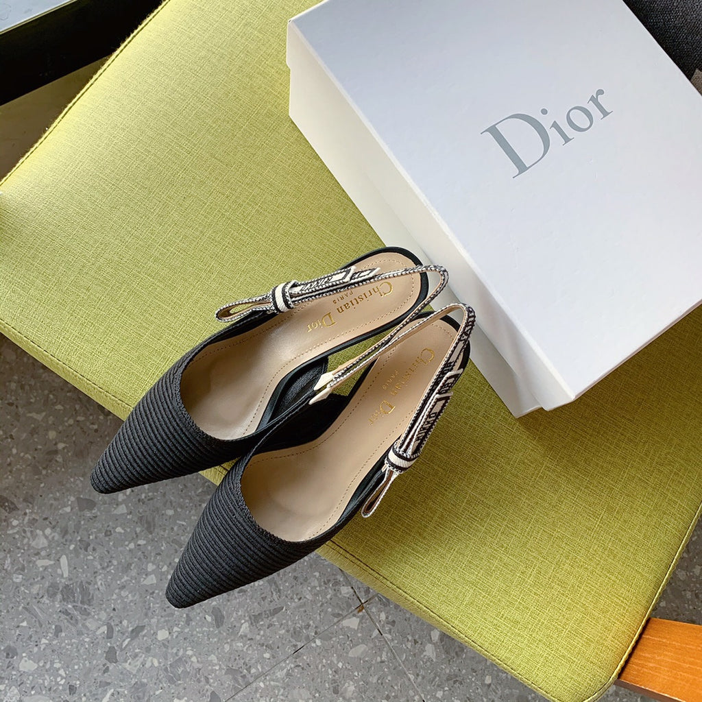 Dio Pointed bow letter ribbon slingback slingback shoes 0724070501