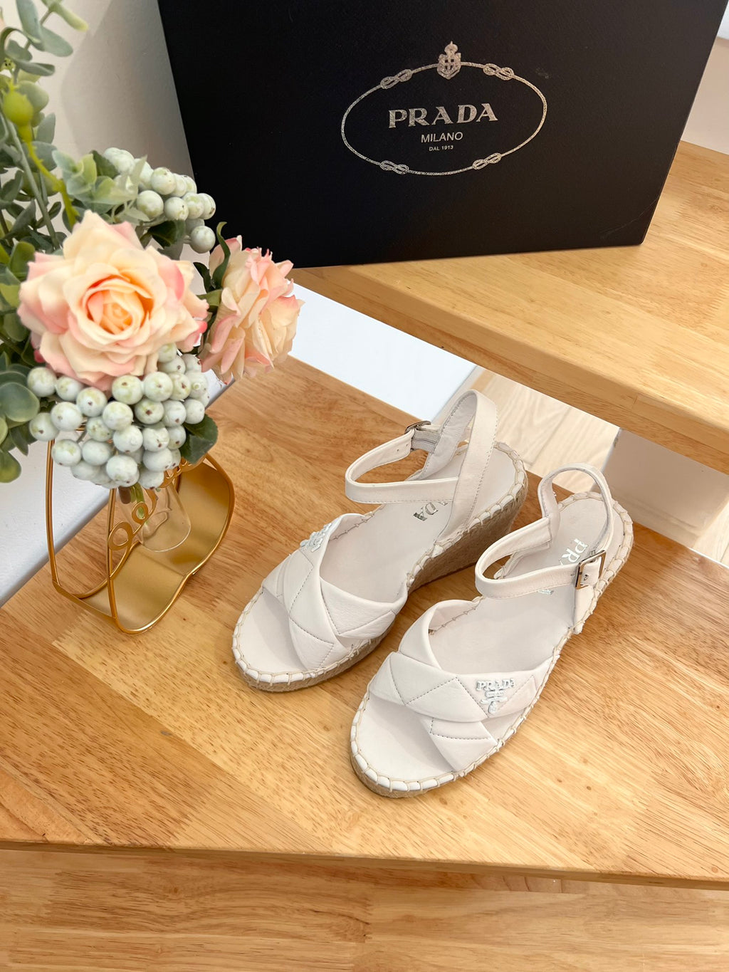 P Braided round toe wedge heel lace-up sandals bucket shoes 0724070904