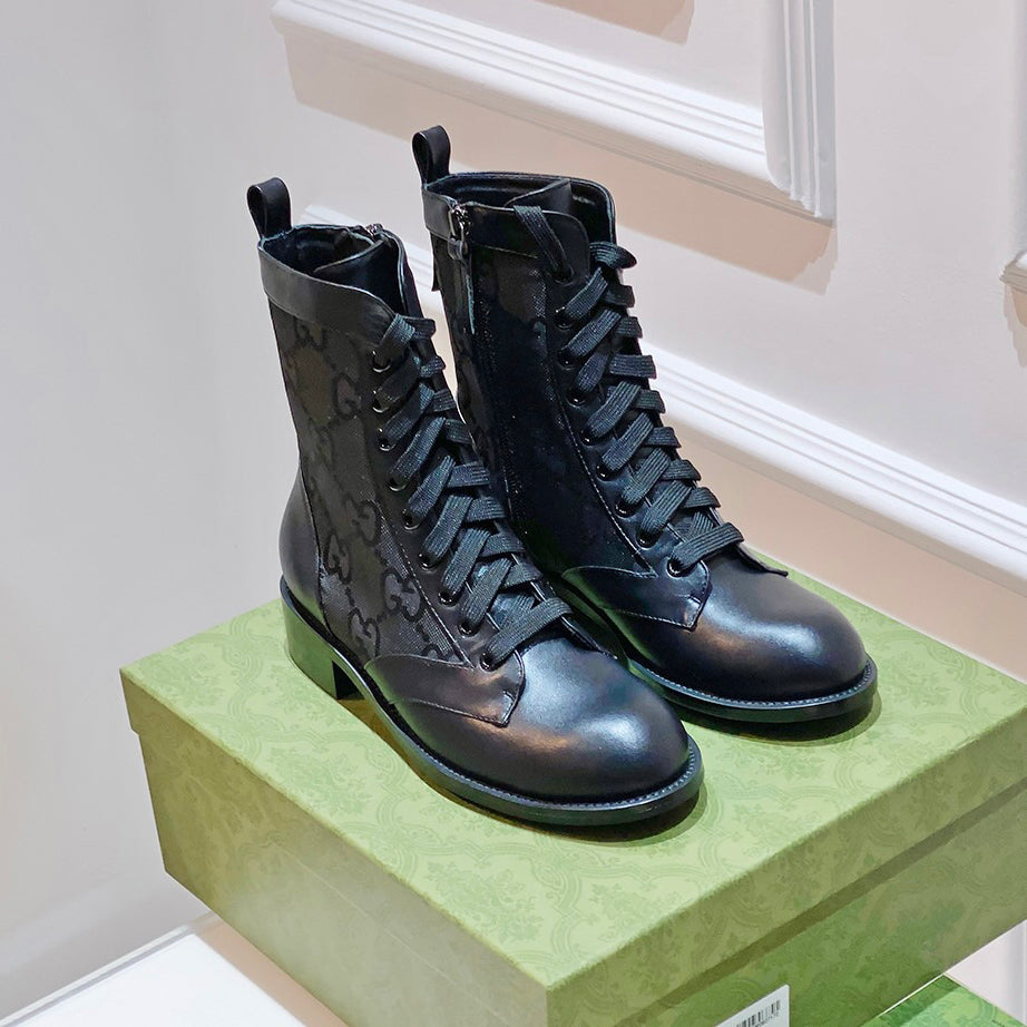 G fashion printed lace-up leather boots XC0723110309