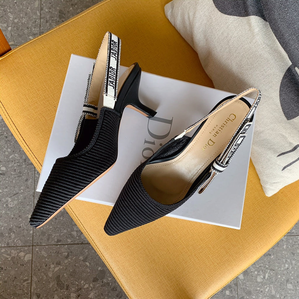 Dio Pointed bow letter ribbon slingback slingback shoes 0724070501