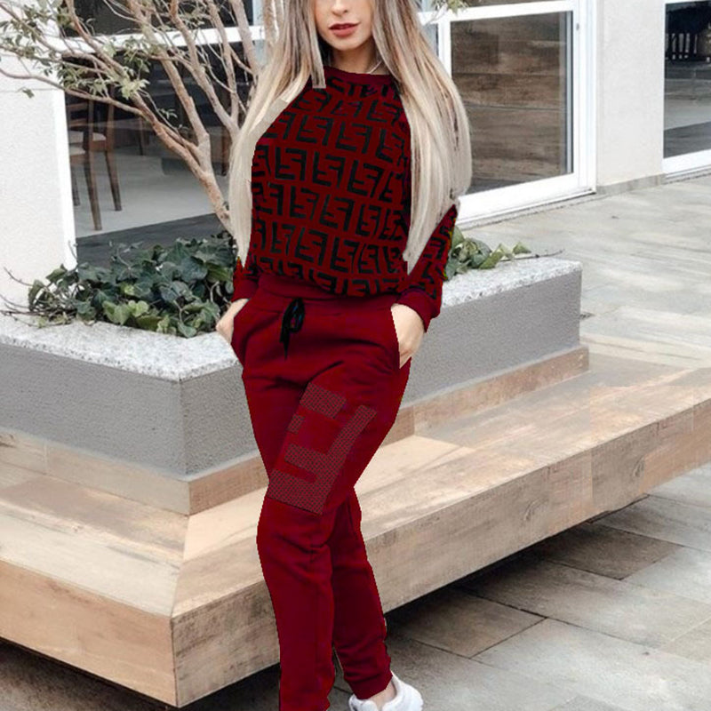 Fashion printed sweater set PF1023092719