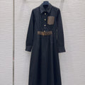 Spring new arrival lapel collar belted shirt dress 1426020208