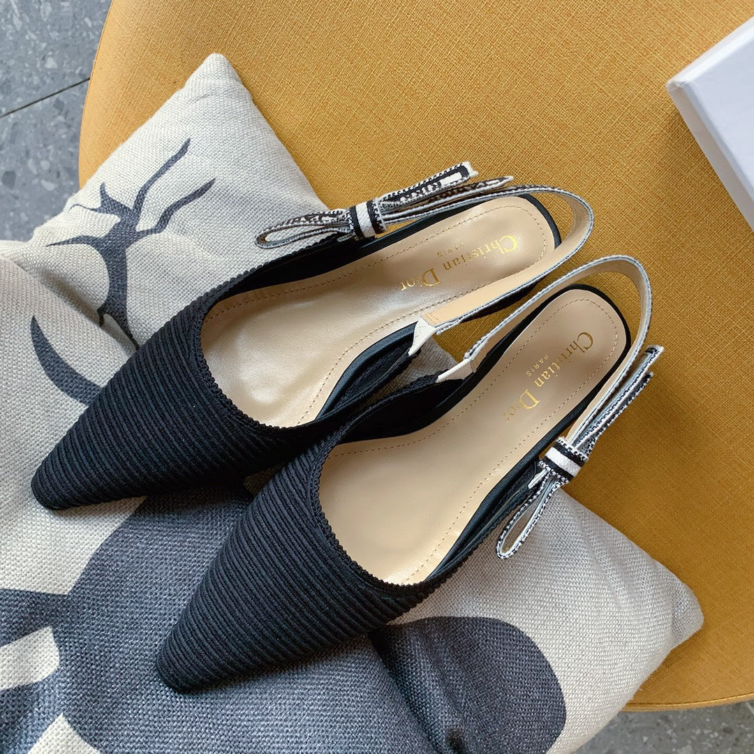 Dio Pointed bow letter ribbon slingback slingback shoes 0724070501