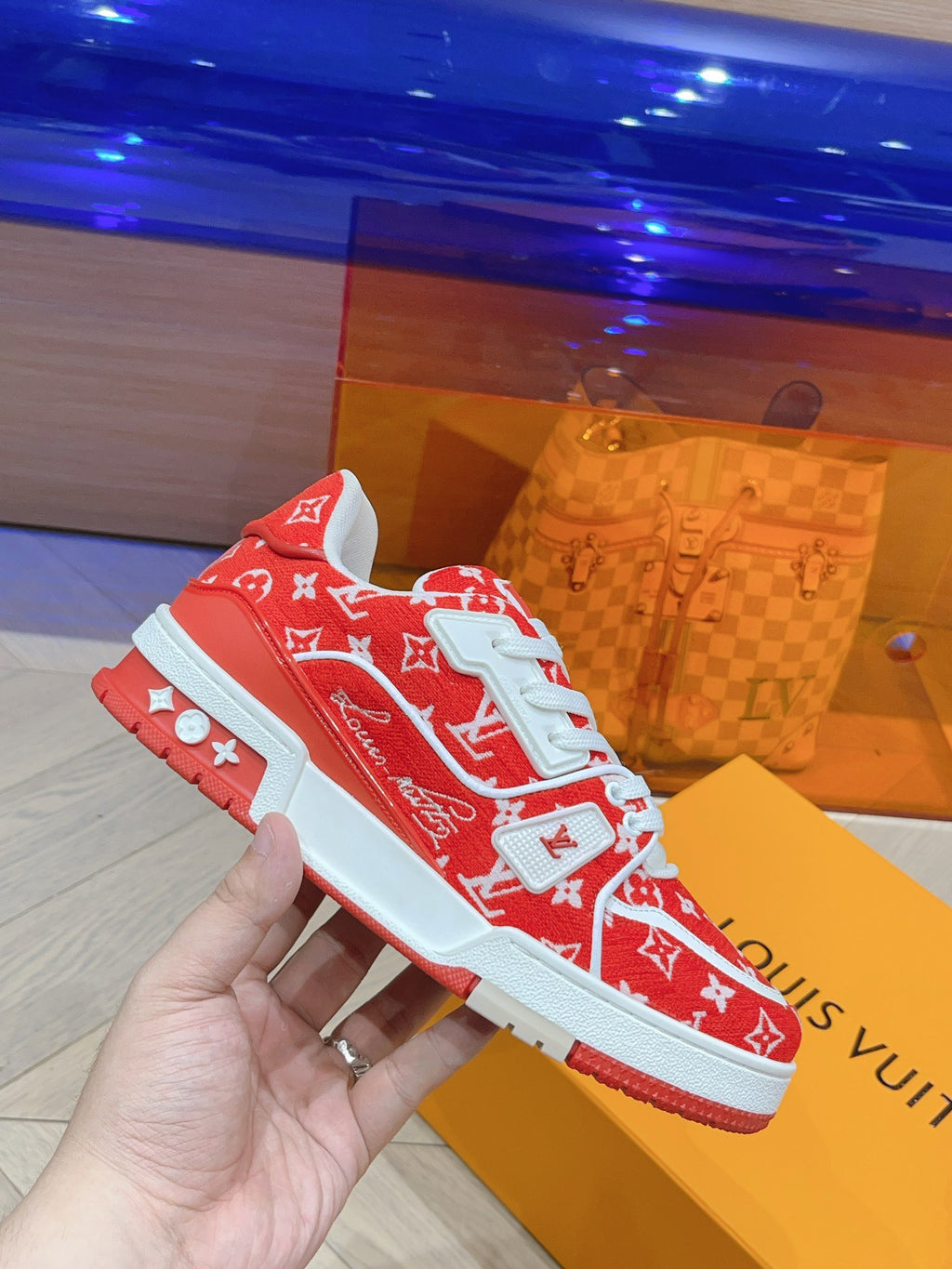 L couple limited series casual denim print sneakers 0725012402