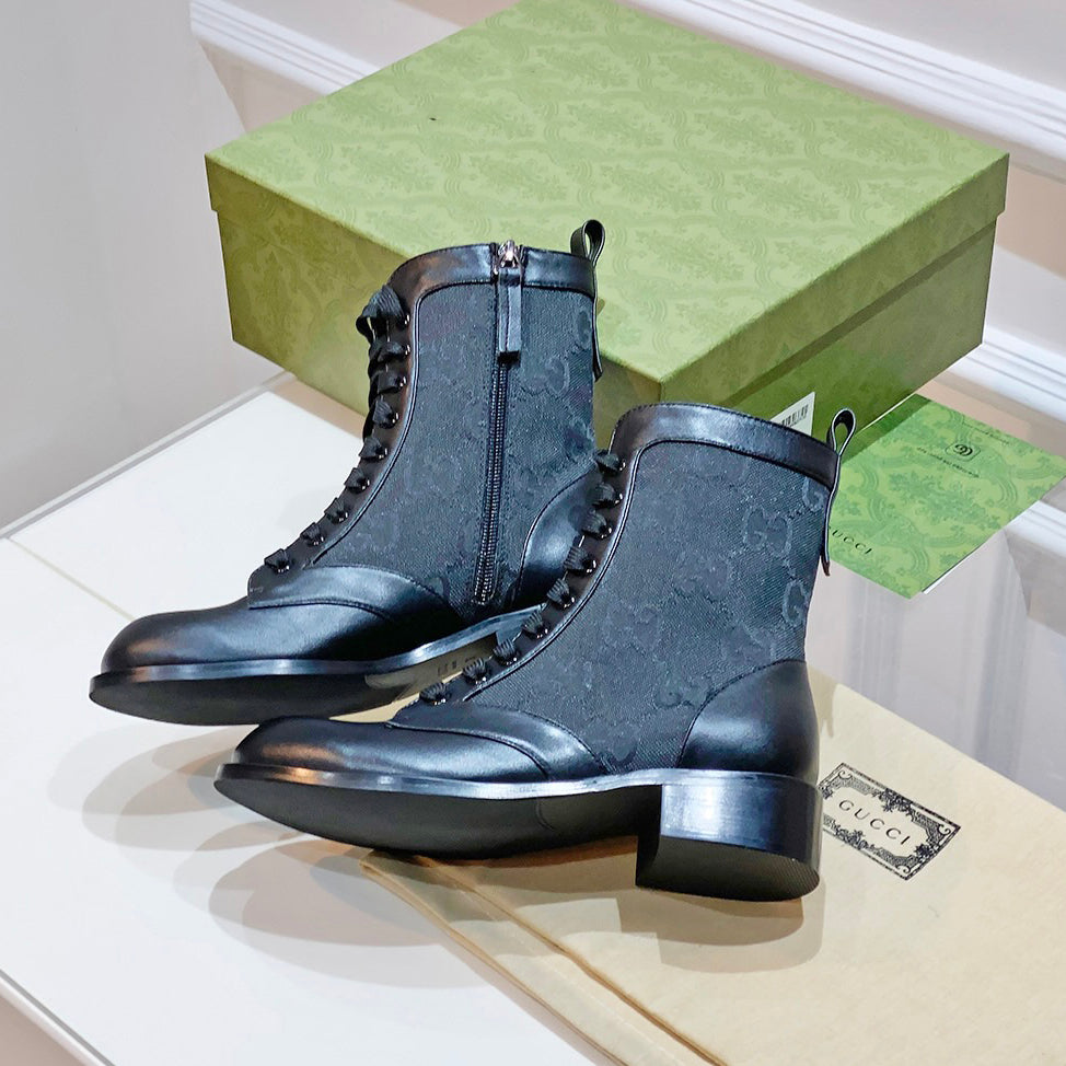 G fashion printed lace-up leather boots XC0723110309
