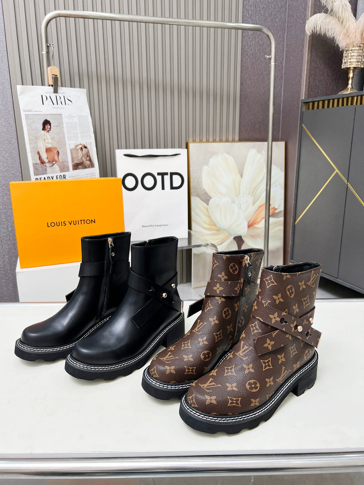 L fashion printed leather boots 0724102313