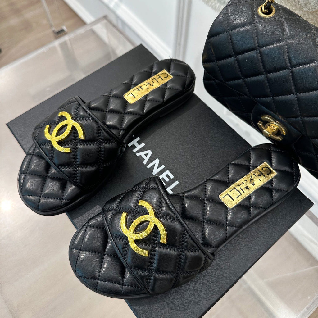 CN flat gold label slippers XC0723083005
