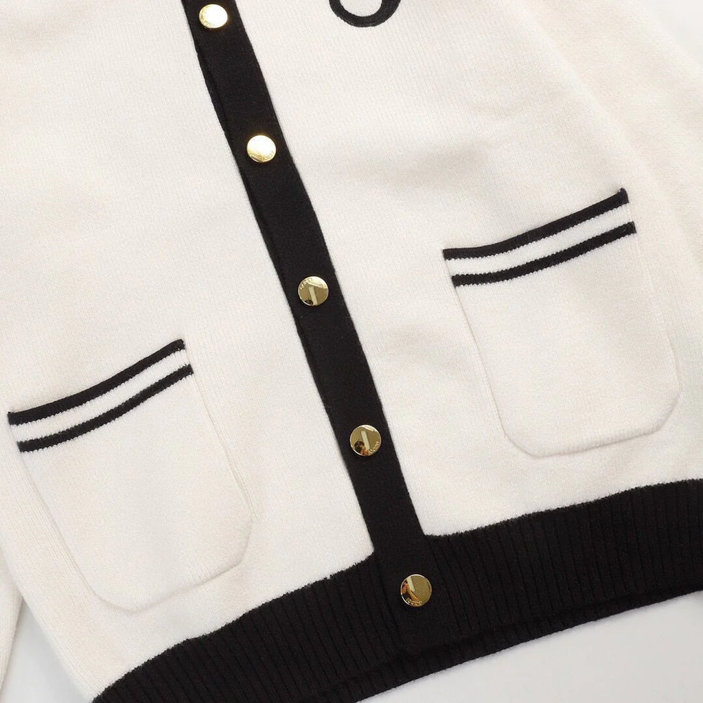 New Color Contrast Long Sleeve Casual Lar Knitted Cardigan Jacket 1024031512