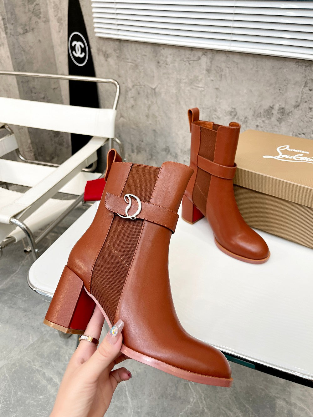 CL fashion red bottom thick heel thick sole boots 0724110503