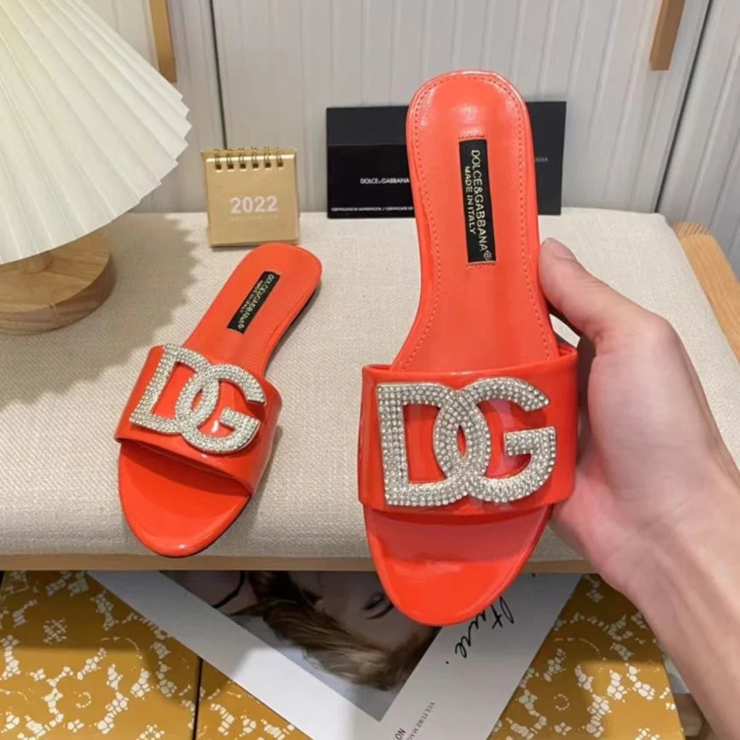 New Open Toe Flat Rhinestone Beach Slippers 1024070926