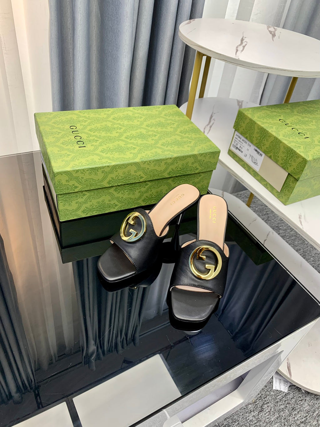 Gucc1 top fashion stiletto slippers 0724030804