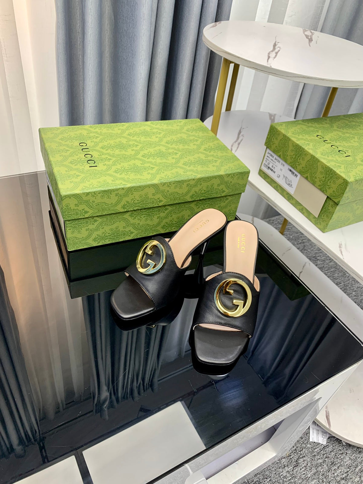 Gucc1 top fashion stiletto slippers 0724030804