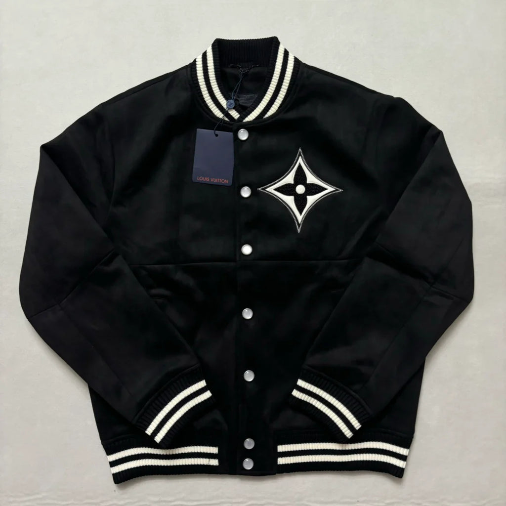 New Unisex Aviator Suede Floral Baseball Jacket 1024101007