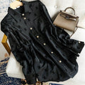 New Long Sleeve Flocking Satin Casual Print Shirt 1024042715
