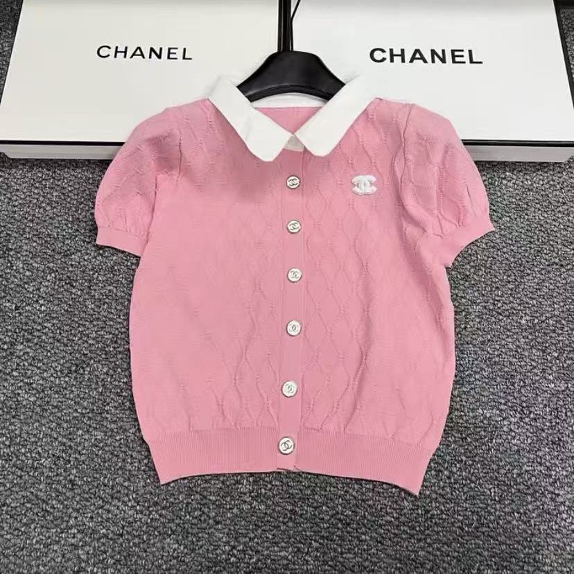 New Polo-Collar Knit Cable-Knit Short-Sleeve Shirt 1026052003