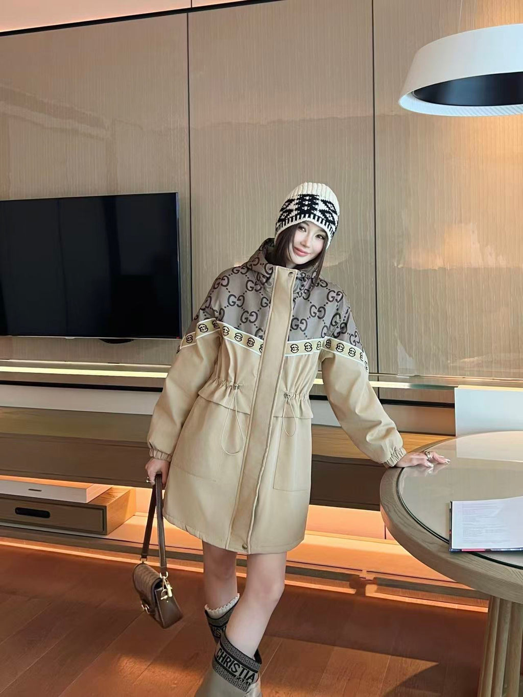 Jacquard classic hooded jacket 0725101401