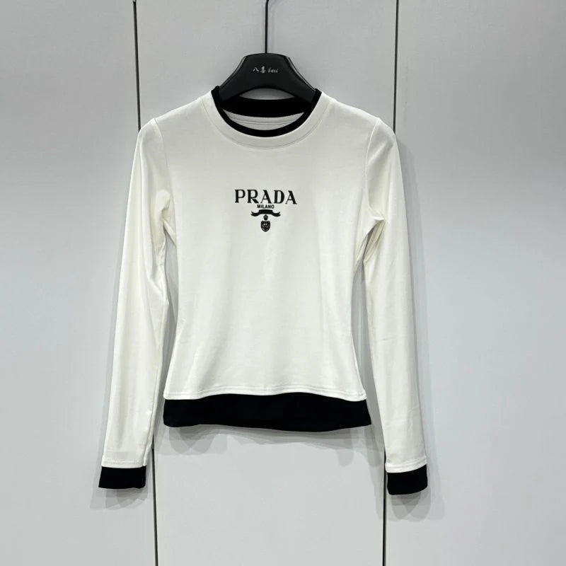 New Arrival Fashion Women's Fake‑Two‑Piece Long Sleeve Slim Top PD1326091006