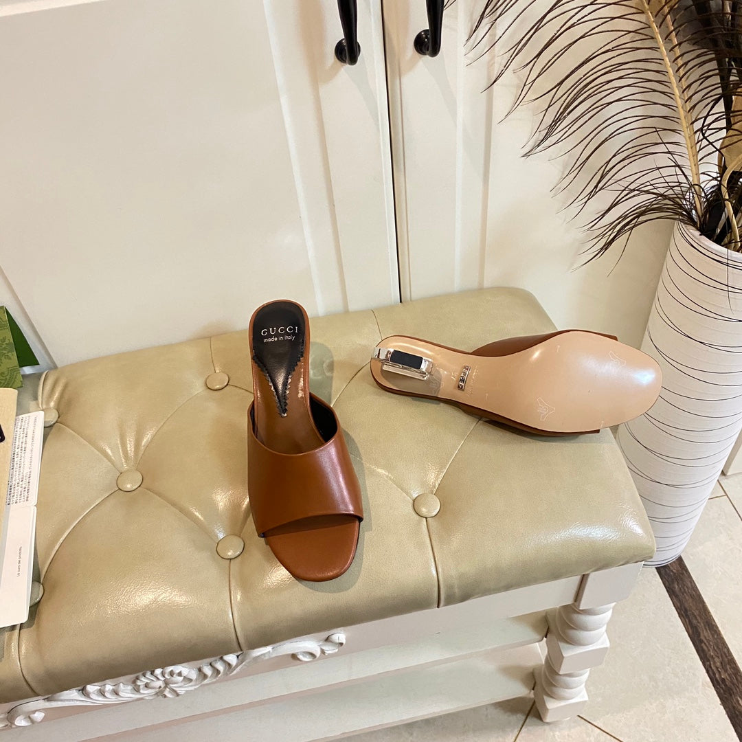Gucc1 top fashion heel slippers 0724030803