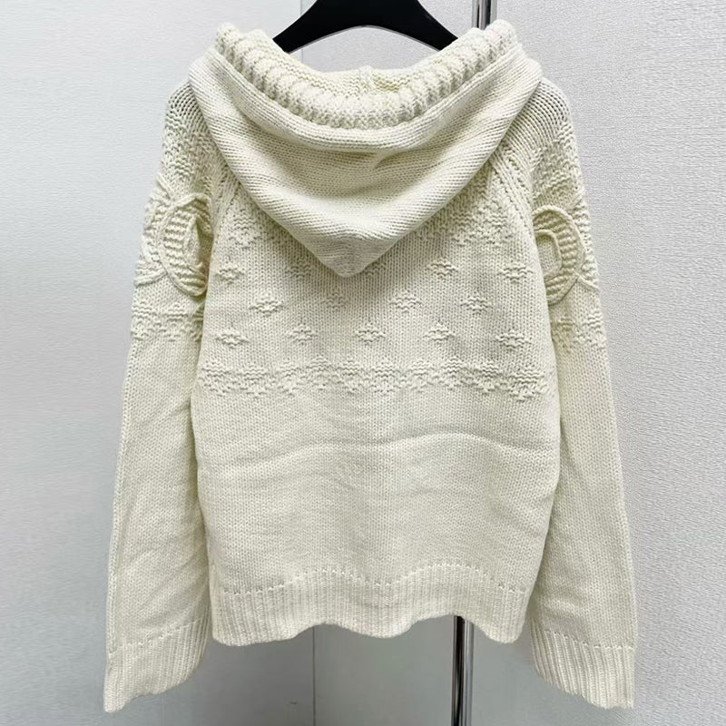 New loose knit hooded Fried Dough Twists cardigan 1024092917