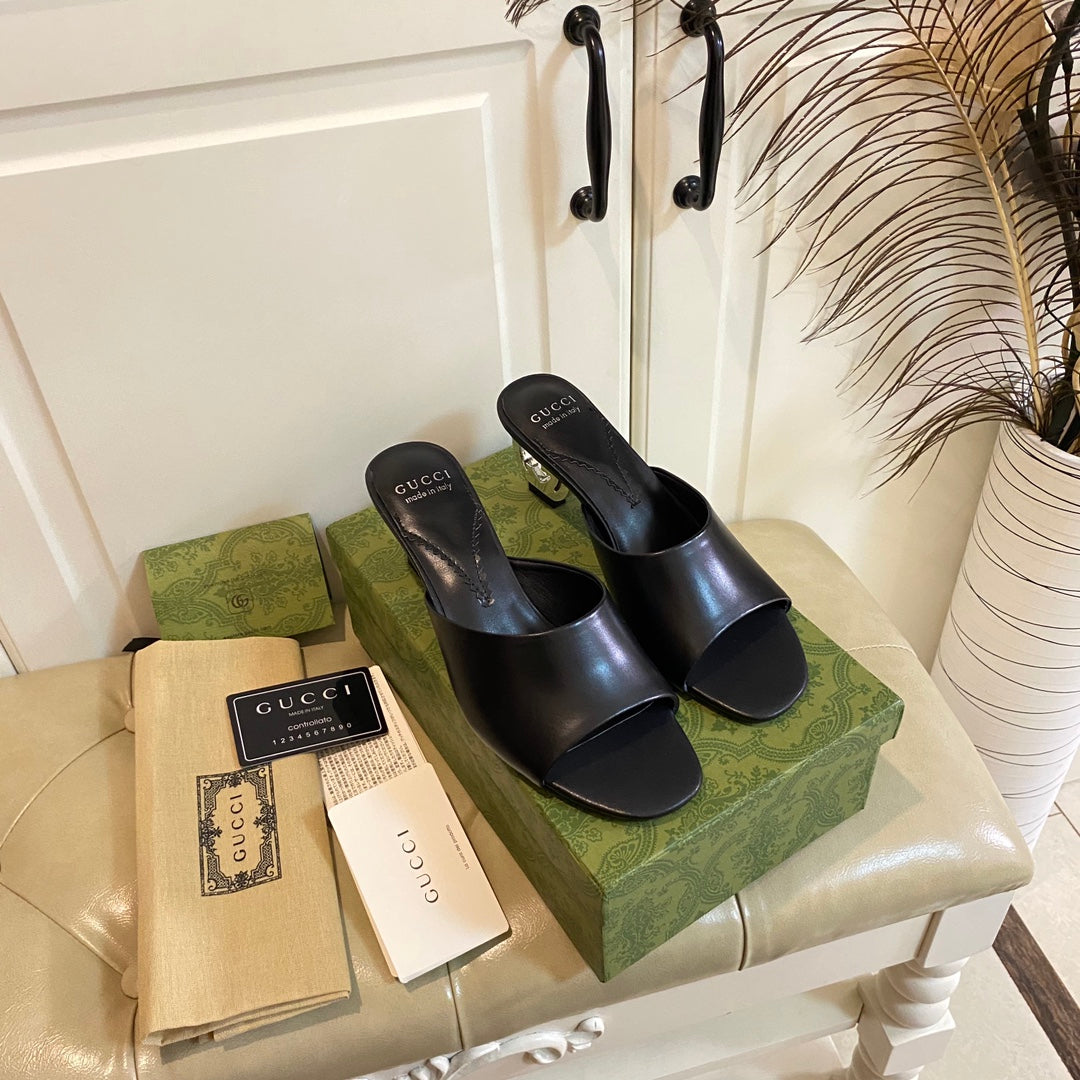 Gucc1 top fashion heel slippers 0724030803