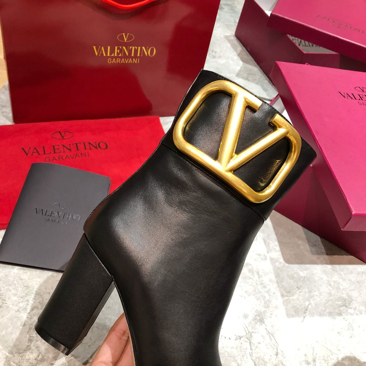 VT big logo high heel leather boots 0724072402