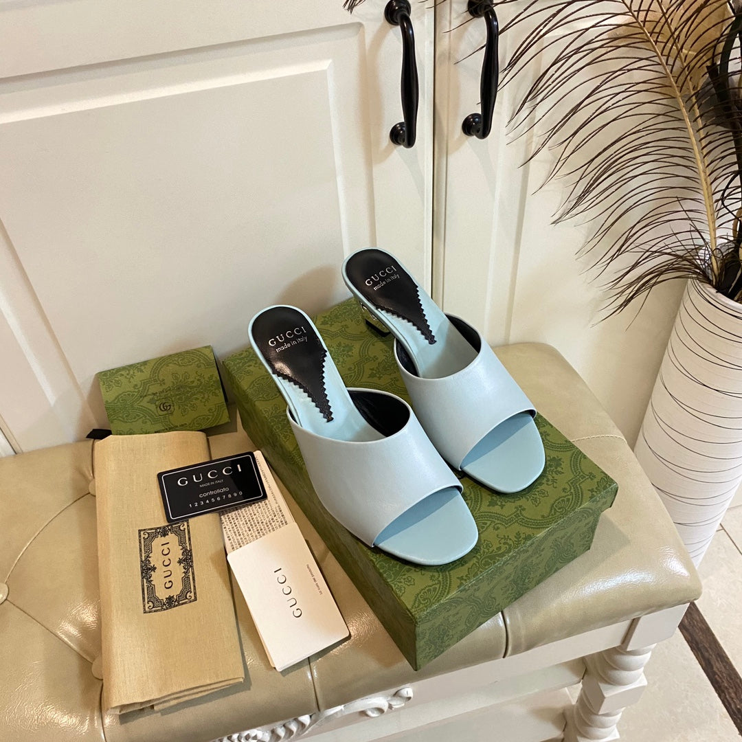 Gucc1 top fashion heel slippers 0724030803