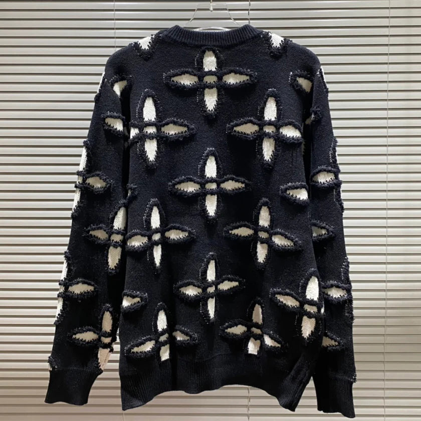 Classic vintage plush three-dimensional round neck sweater 1024110719