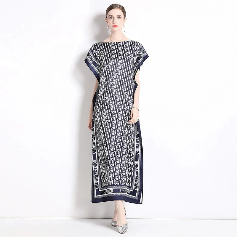 New Fashion All-match One-line Collar Lace-up Dress 1024040314