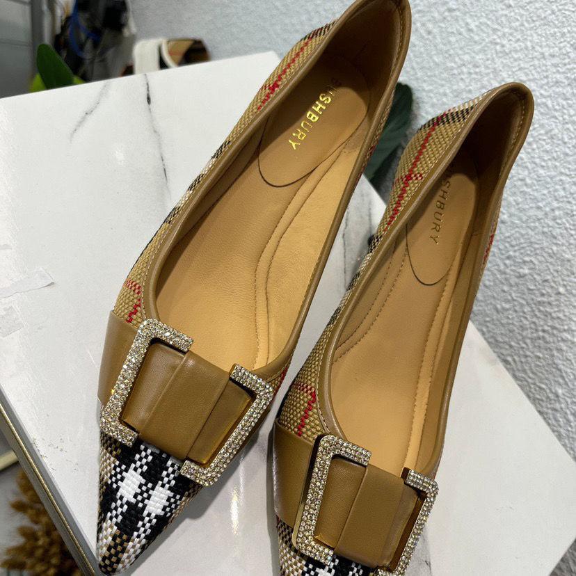 Thin Heel Checkered Buckle Fashion High Heel Shoes Single Shoes 1024022604