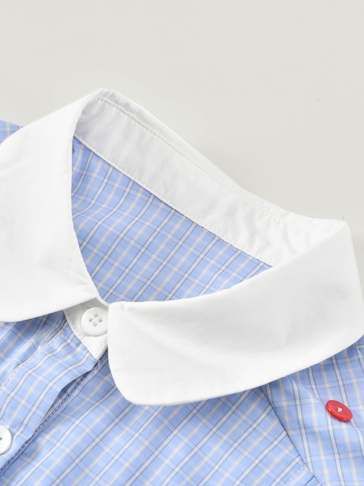 Preppy Blue Check Cropped Family Matching Shirt | KINS CLASS