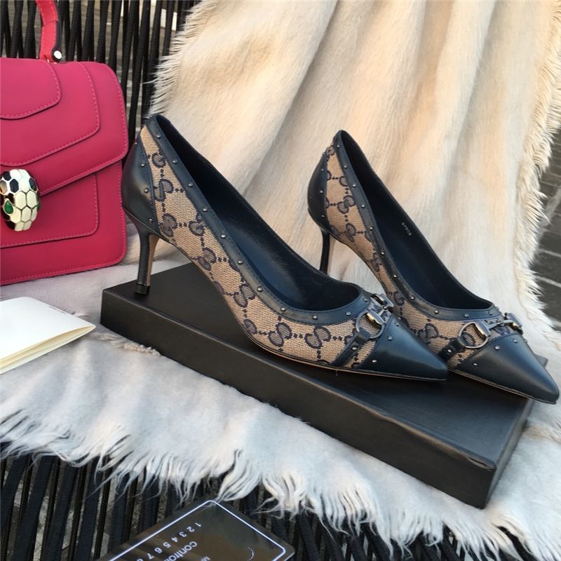 New Fashion Handmade G Logo Women 5-8cm Heeled Women's Shoes