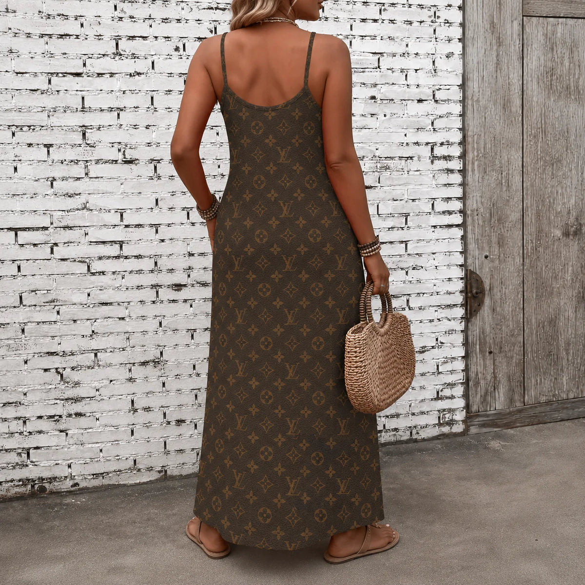 Classic Print V-Neck Pocket Cami Dress 3D1026070901