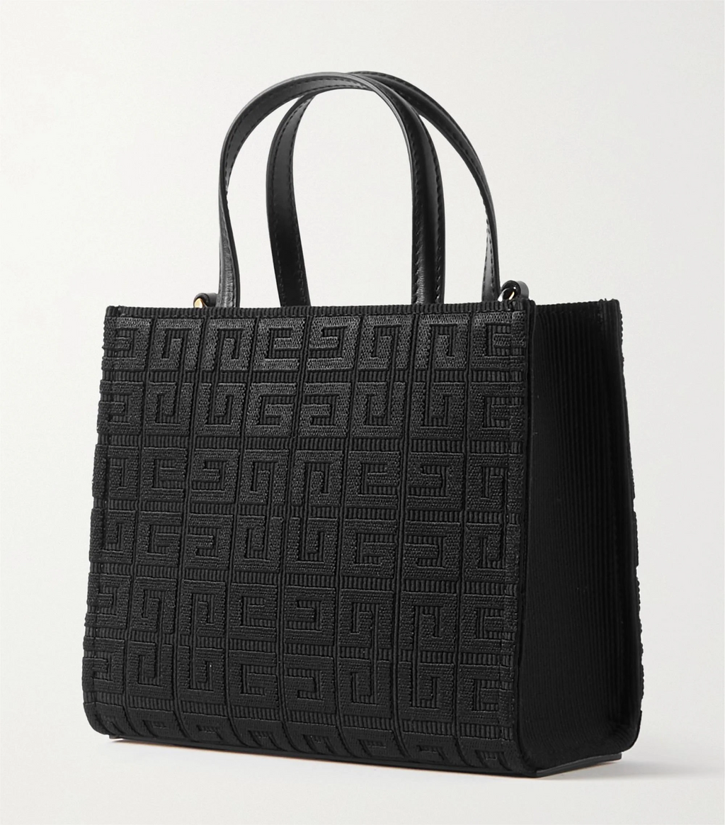 G-Tote mini leather-trimmed canvas-jacquard tote 0725031316