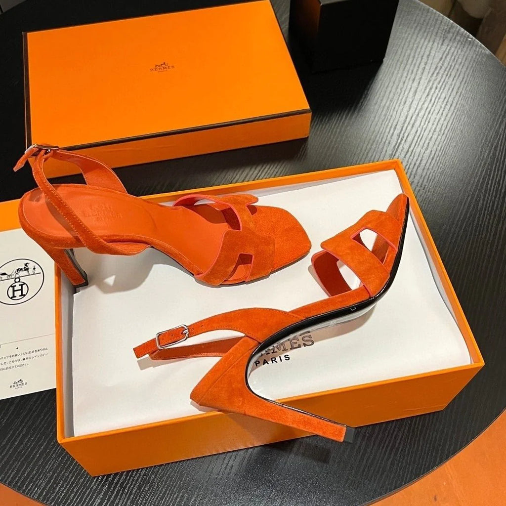 New Leather H Logo Women's High Heeled PD052024022704