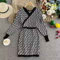 Fashion long sleeve knitted dress PF1023092010