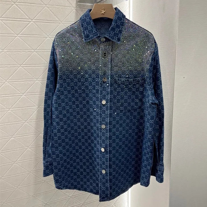 New Arrival Lapel jacquard hot diamond shirt fashion shorts　1025042810
