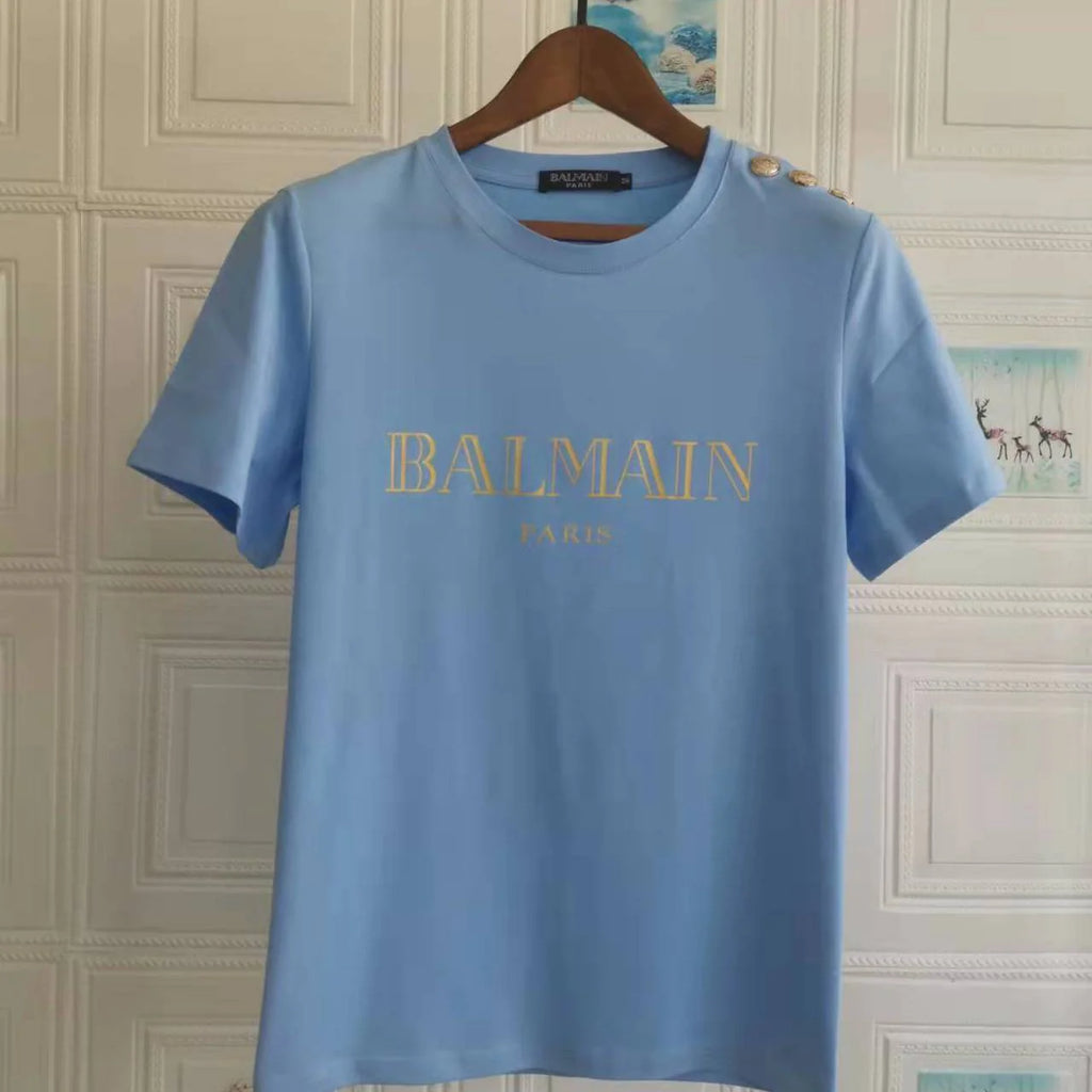 New Short Sleeve Bronzing Letter Cotton Loose T-Shirt 1024071806