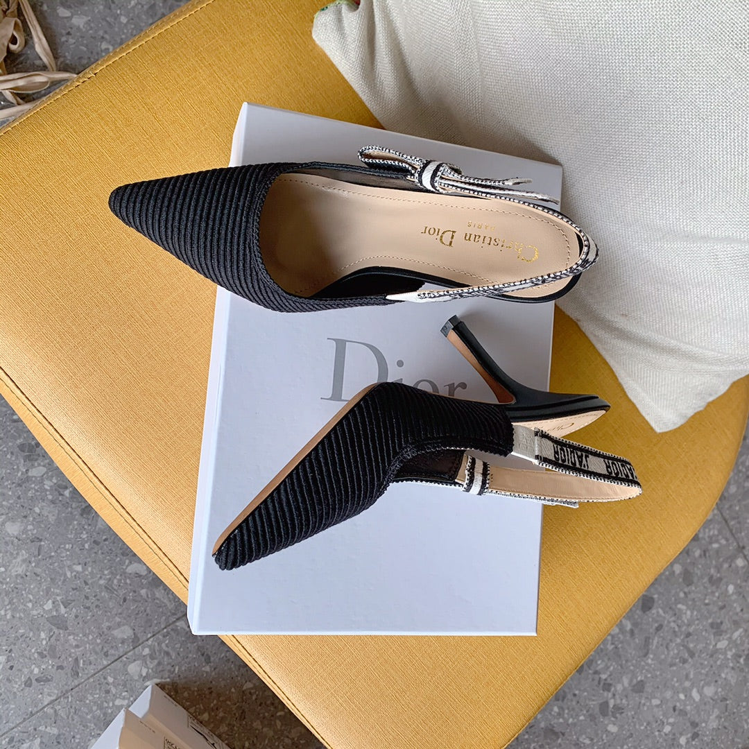 Dio Pointed bow letter ribbon slingback slingback shoes 0724070501