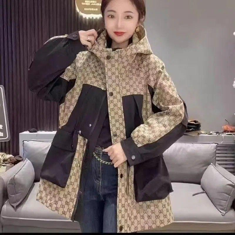 Loose contrasting color casual trench coat 0823120503