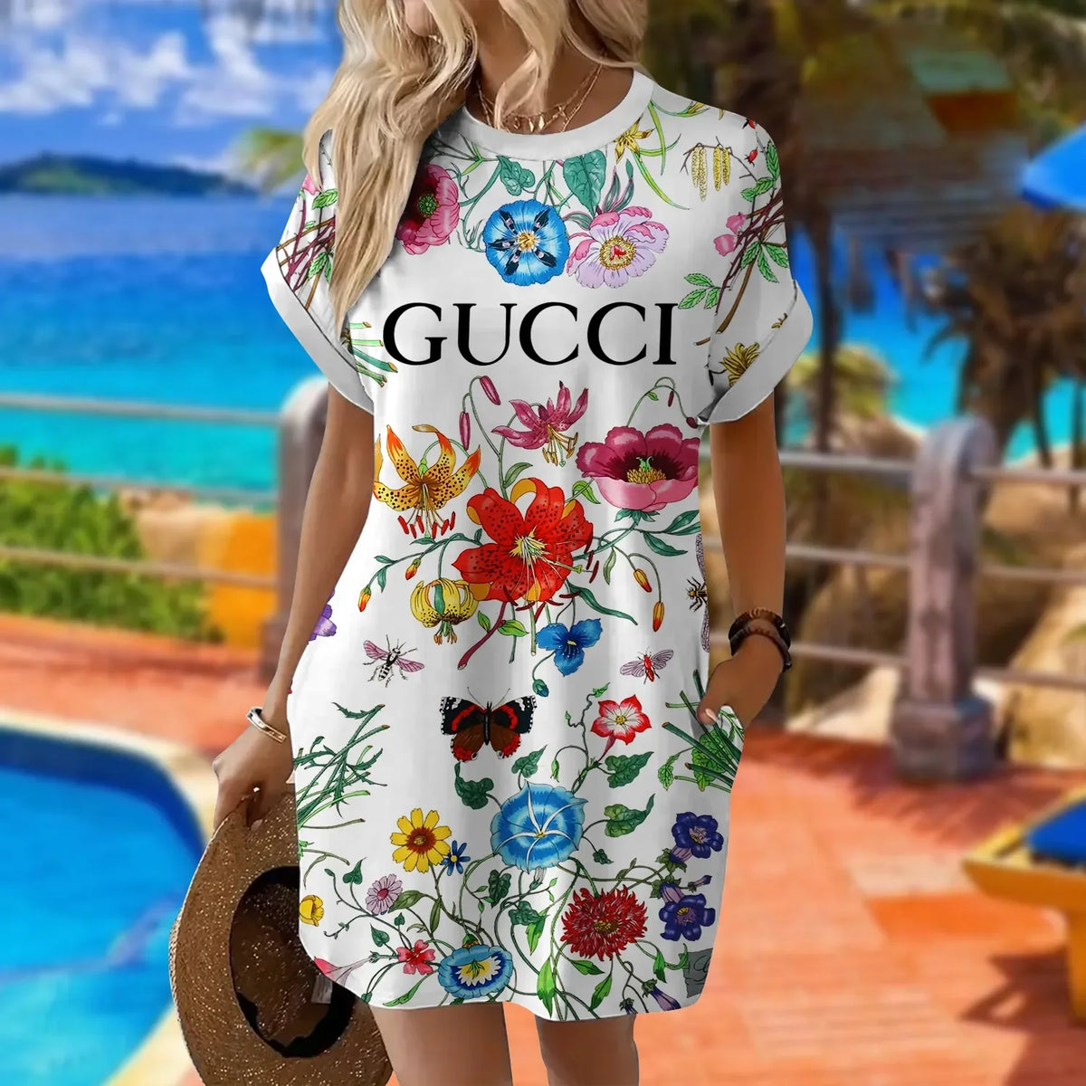 Premium Short Sleeve Pocket Dress 3D1025030415