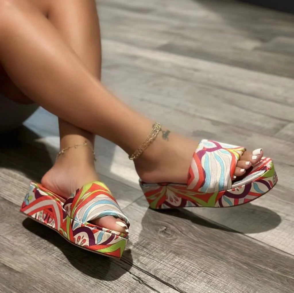 Fashionable All-match Slippers Women's Wedge Fish-mouth Platform Shoes 1024041209