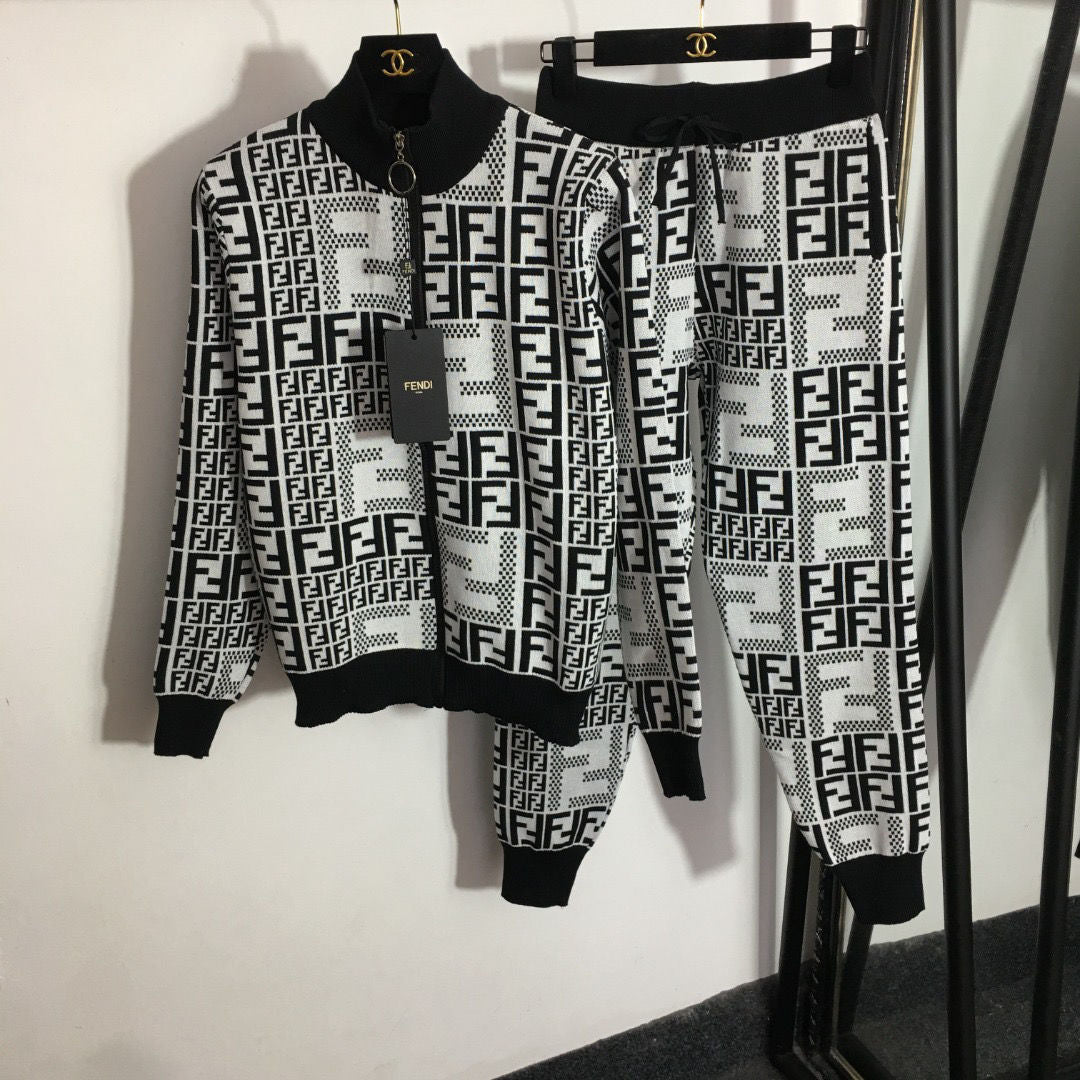 Fashion casual sports hooded knit suit PD1023081724