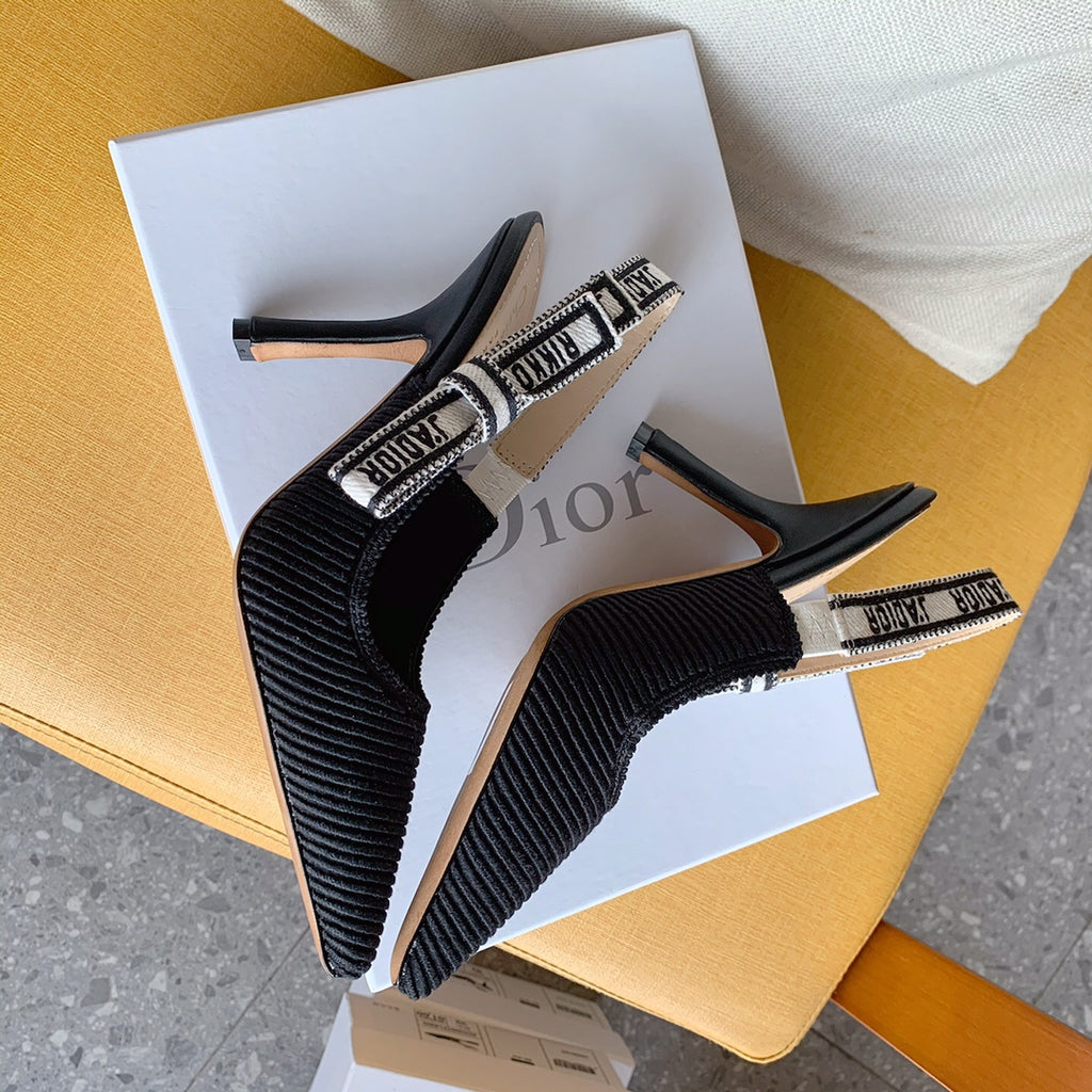 Dio Pointed bow letter ribbon slingback slingback shoes 0724070501