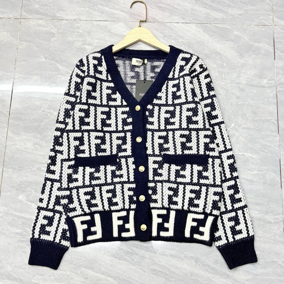 New Fashion Women FF Letter Jacquard Knit Cardigan DM1326091821