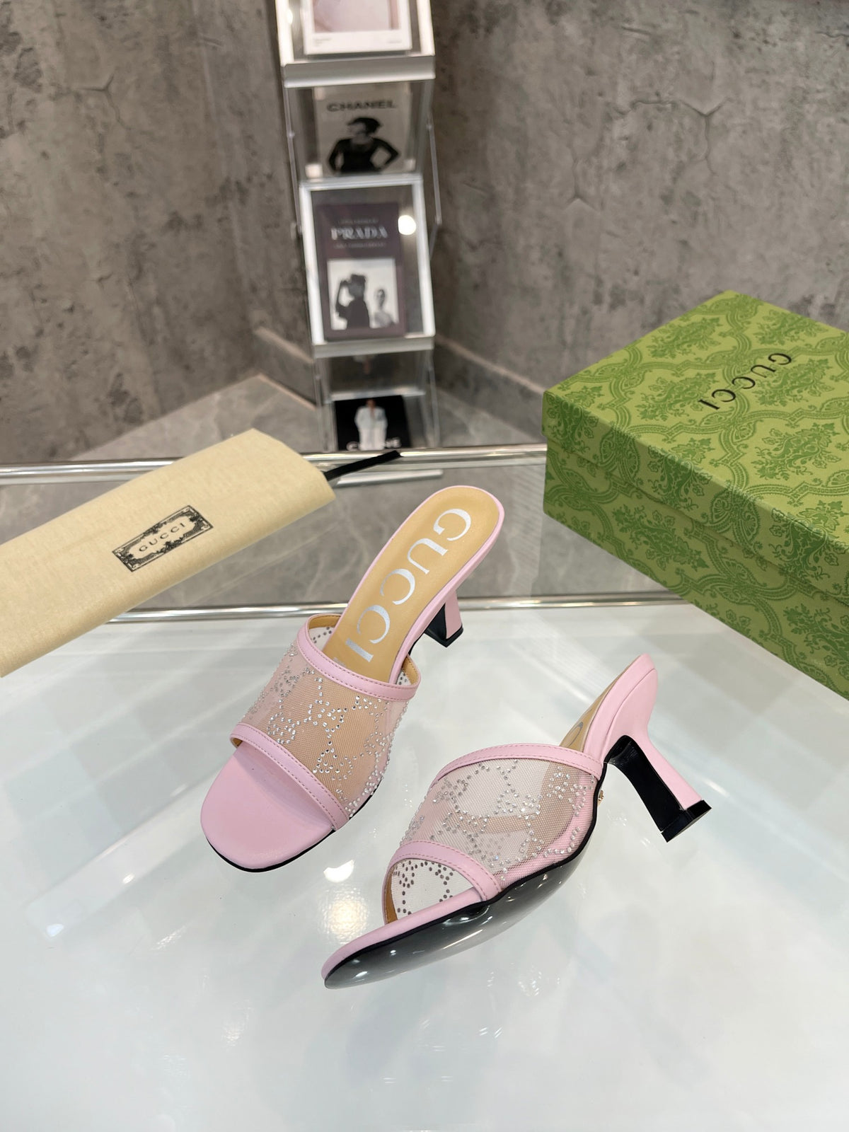 Gucc1 top fashion stiletto slippers 0724030802