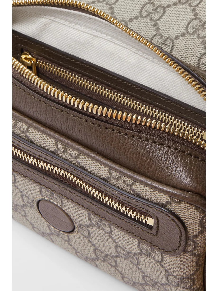 G Ophidia leather-trimmed printed coated-canvas shoulder bag 0424061408
