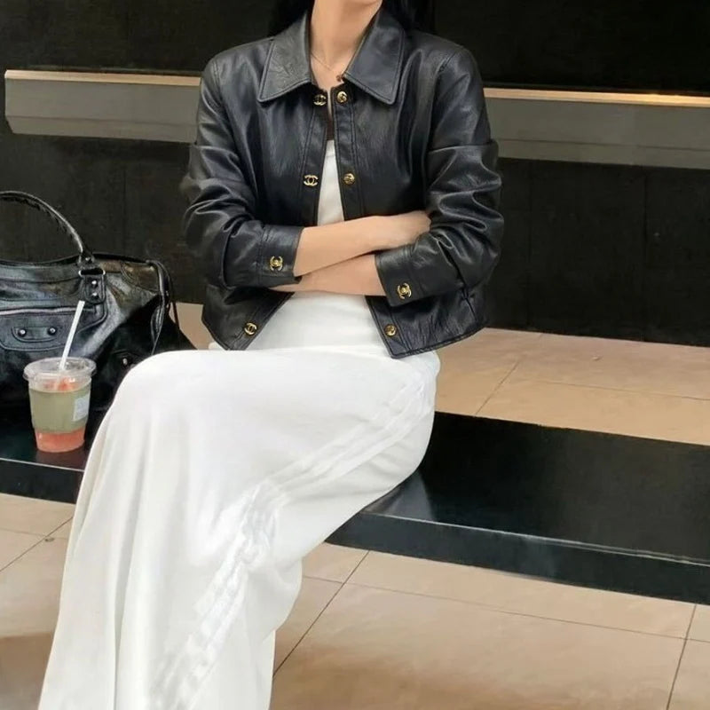 New Fashion Women's CC Leather Jacke DM1326092006